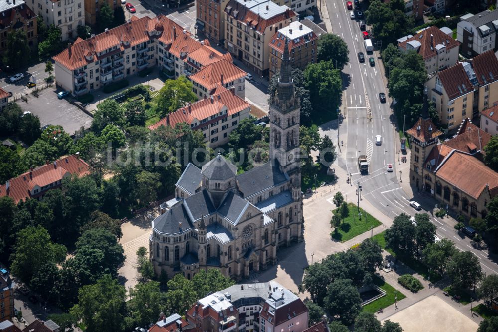 Luftaufnahme Stuttgart - Kirchengebäude Matthäuskirche in Stuttgart im Bundesland Baden-Württemberg, Deutschland