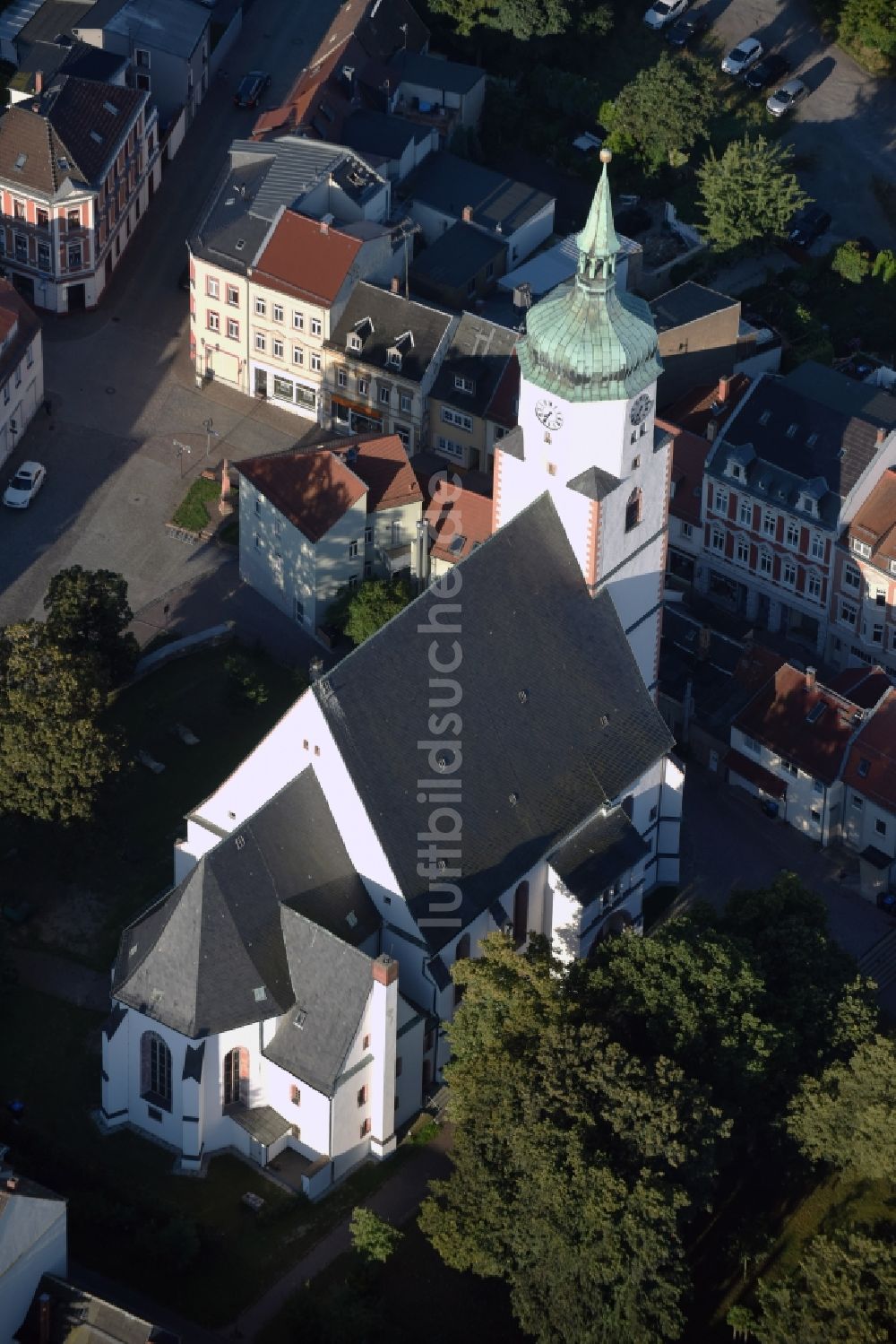 Luftbild Wurzen - Kirchengebäude der Stadtkirche St. Wenceslai in Wurzen im Bundesland Sachsen