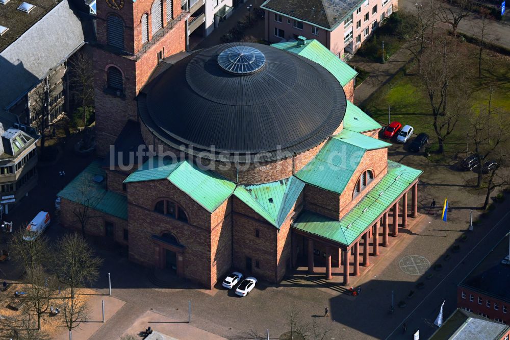Luftbild Karlsruhe - Kirchengebäude St. Stephan im Ortsteil Innenstadt-West in Karlsruhe im Bundesland Baden-Württemberg, Deutschland