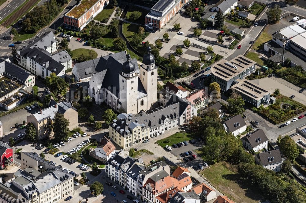 Luftbild Plauen - Kirchengebäude St.Johannis in Plauen im Bundesland Sachsen, Deutschland