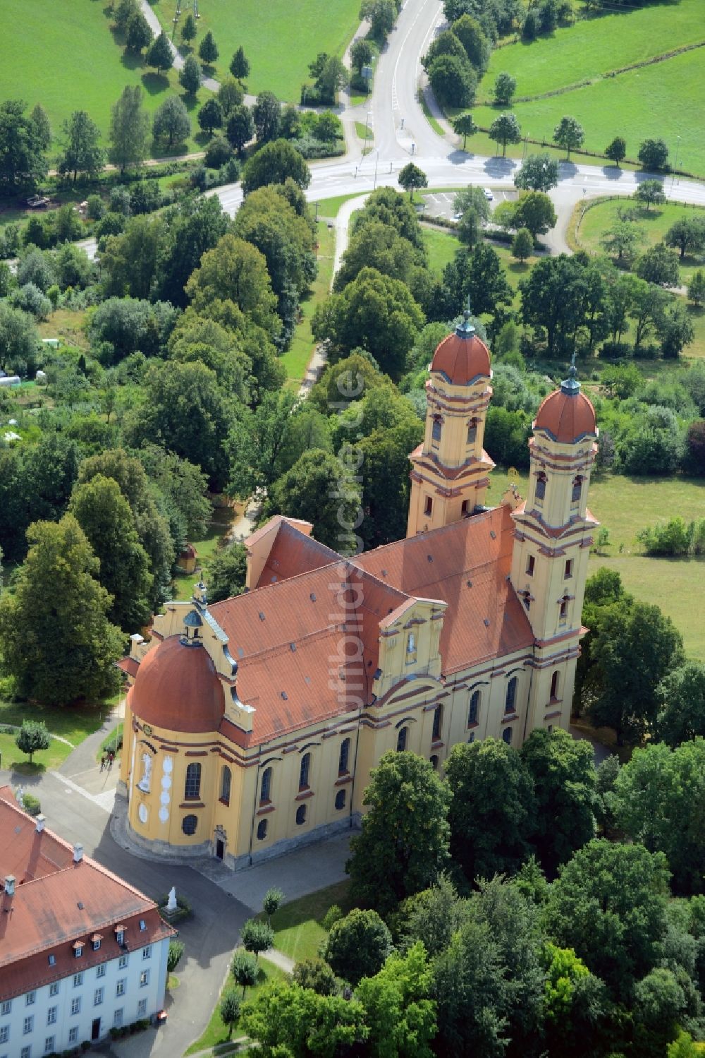 Luftbild Ellwangen (Jagst) - Kirchengebäude der Wallfahrtskirche Schönenberg in Ellwangen (Jagst) im Bundesland Baden-Württemberg