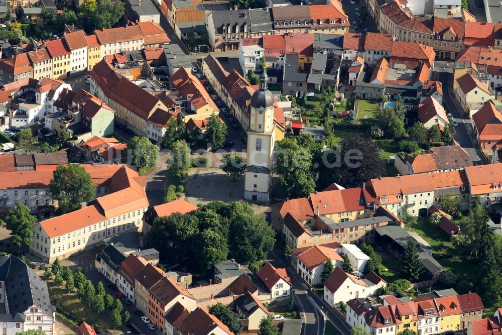 Luftbild Ohrdruf - Kirchturm der ehemaligen St Michaeliskirche in Ohrdruf im Bundesland Thüringen