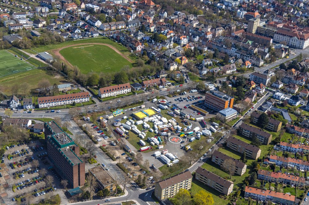 Luftbild Hagen - Kirmes - und Rummel- Veranstaltungsgelände beim Volksfest Hagener Osterkirmes in Hagen im Bundesland Nordrhein-Westfalen, Deutschland