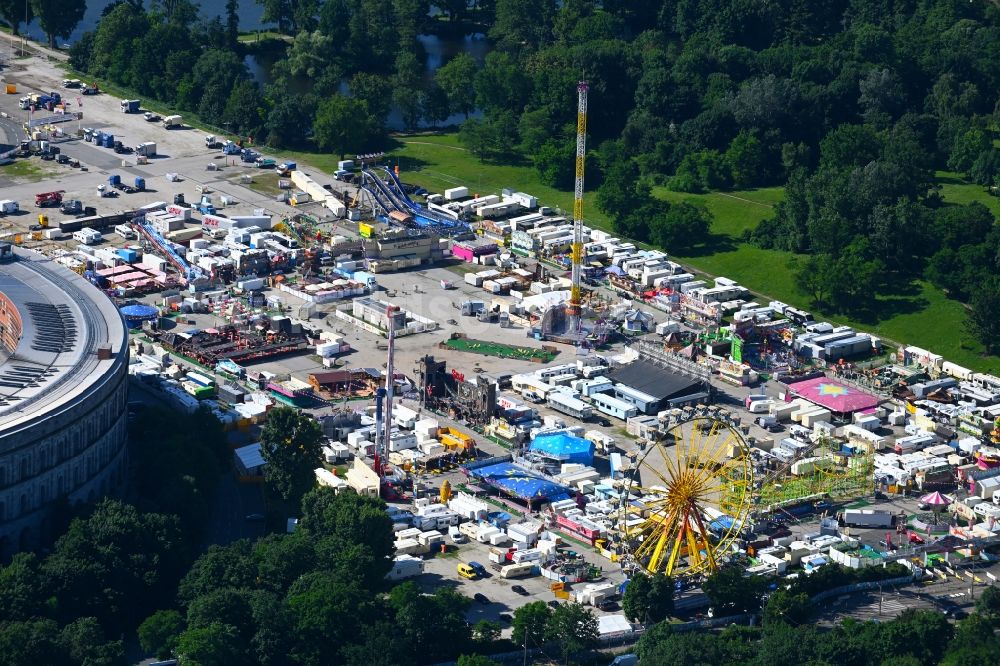 Luftbild Nürnberg - Kirmes - und Rummel- Veranstaltungsgelände beim Volksfest auf dem Volksfestplatz in Nürnberg im Bundesland Bayern, Deutschland