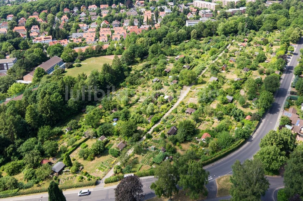 Luftaufnahme Göttingen - Kleingartenanlage mit angrenzendem Wohngebiet in Göttingen im Bundesland Niedersachsen