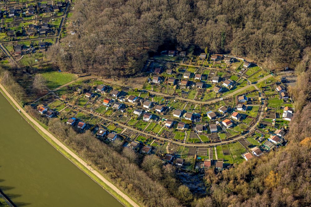 Luftaufnahme Horstmar - Kleingartenanlagen einer Laubenkolonie Kgv Mühlenwinkel e.V. in Horstmar im Bundesland Nordrhein-Westfalen, Deutschland