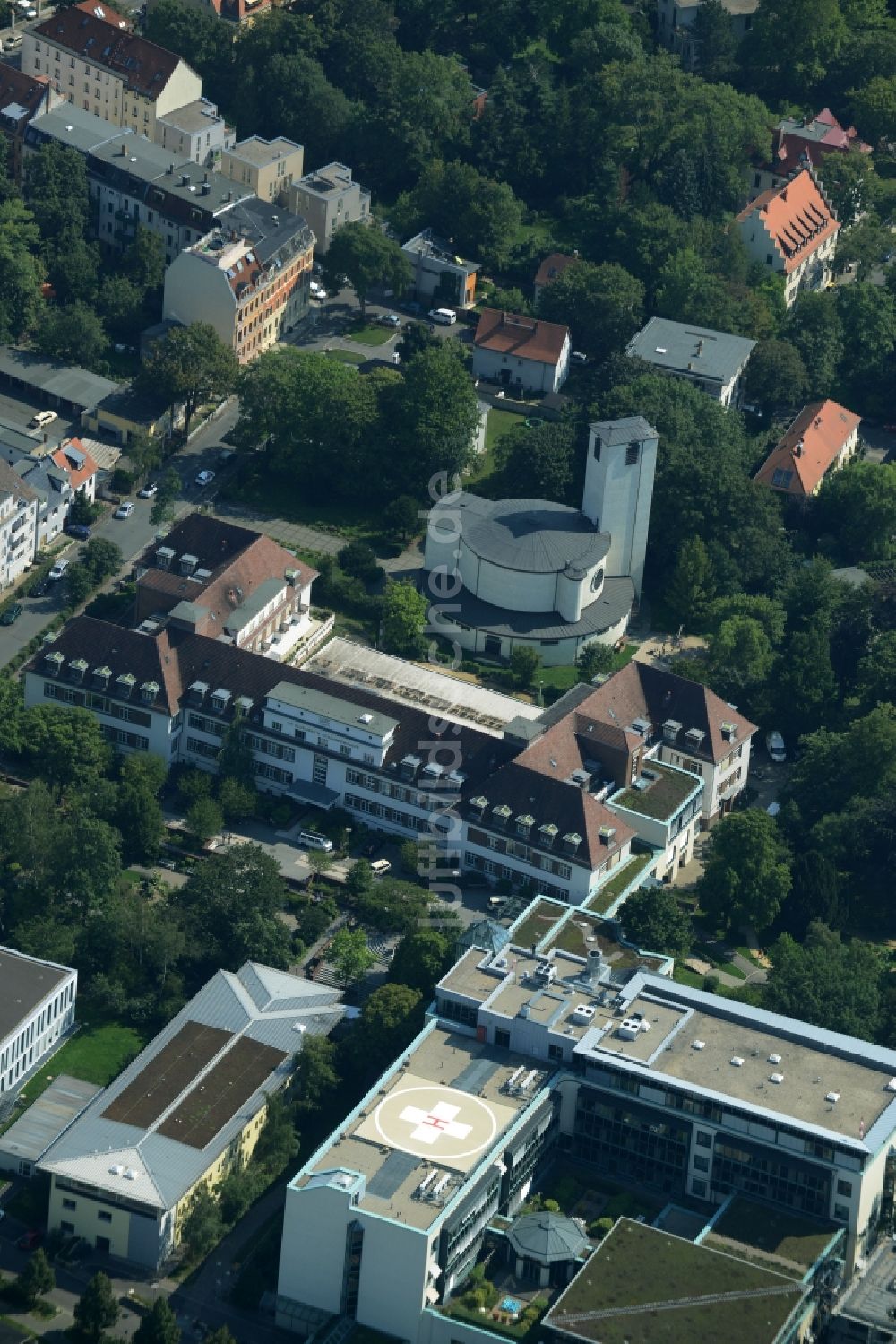 Leipzig aus der Vogelperspektive: Klinikgelände des St. Elisabeth- Krankenhauses in Leipzig im Bundesland Sachsen