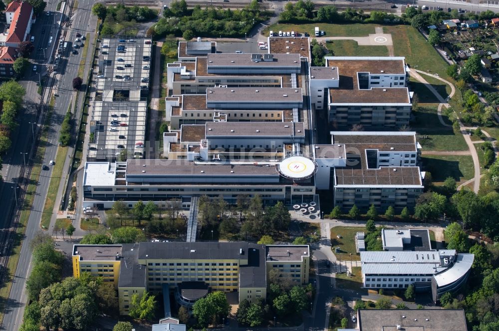 Luftaufnahme Erfurt - Klinikgelände Helios Klinikum Erfurt im Ortsteil Andreasvorstadt in Erfurt im Bundesland Thüringen, Deutschland