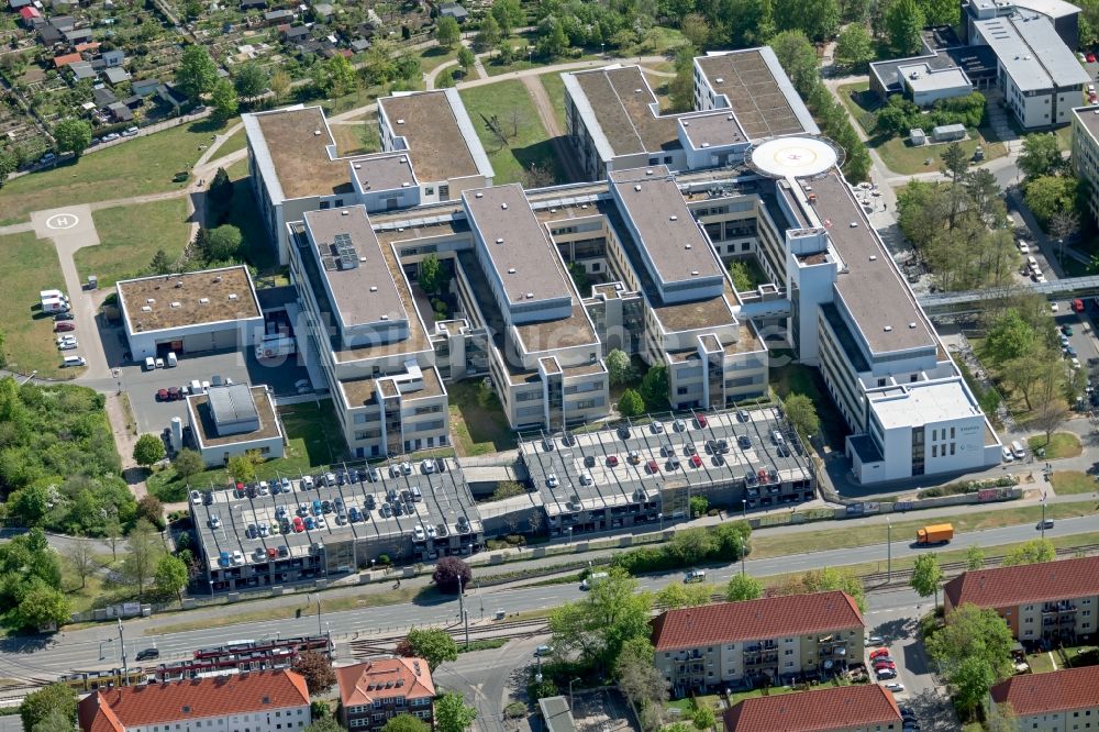 Erfurt von oben - Klinikgelände Helios Klinikum Erfurt im Ortsteil Andreasvorstadt in Erfurt im Bundesland Thüringen, Deutschland