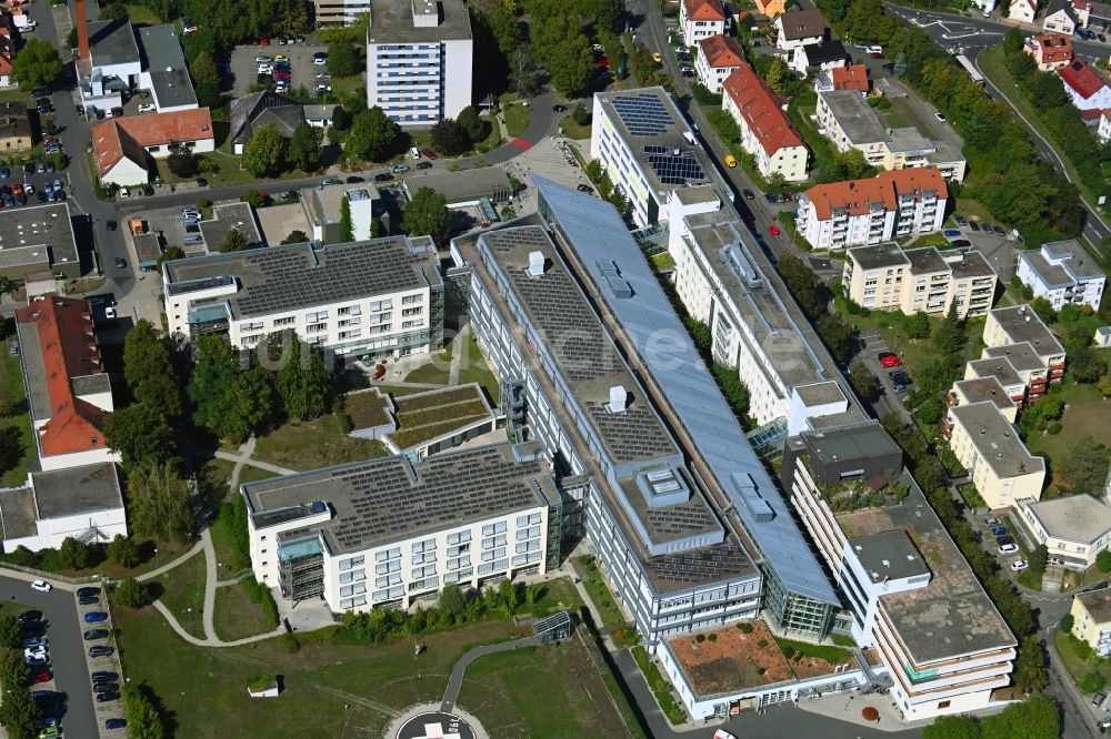 Bad Mergentheim von oben - Klinikgelände des Krankenhauses Caritas-Krankenhaus Bad Mergentheim an der Uhlandstraße in Bad Mergentheim im Bundesland Baden-Württemberg, Deutschland