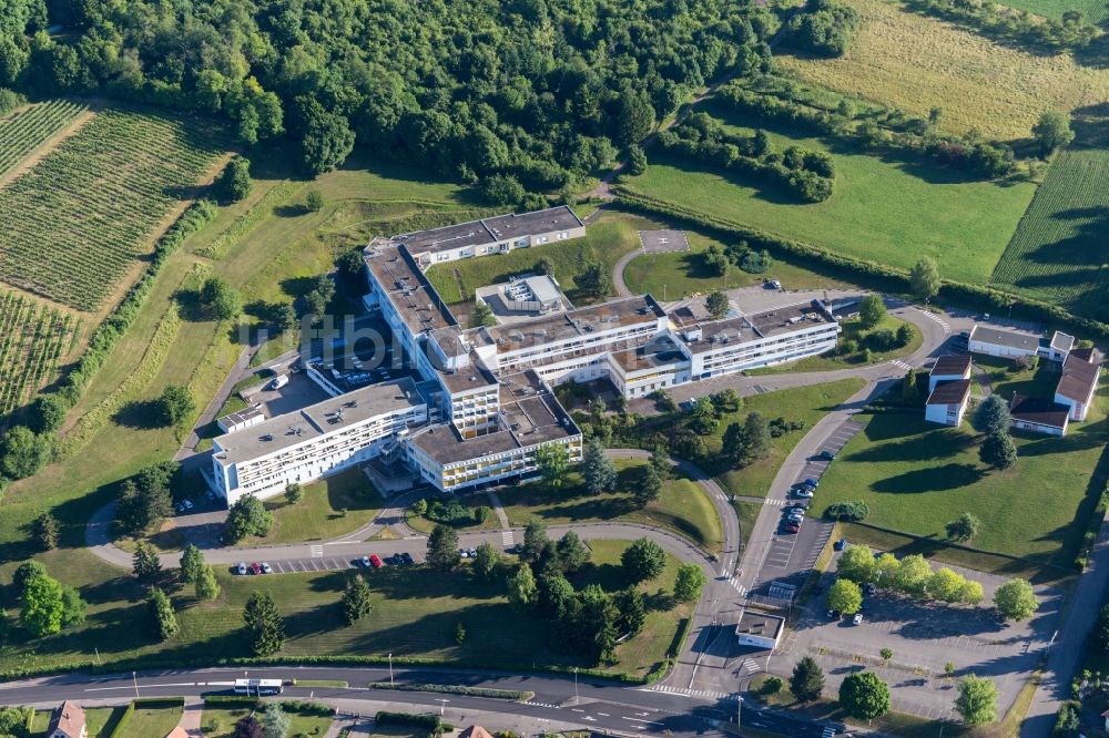 Wissembourg von oben - Klinikgelände des Krankenhauses Centre Hospitalier de la Lauter in Wissembourg in Grand Est, Frankreich