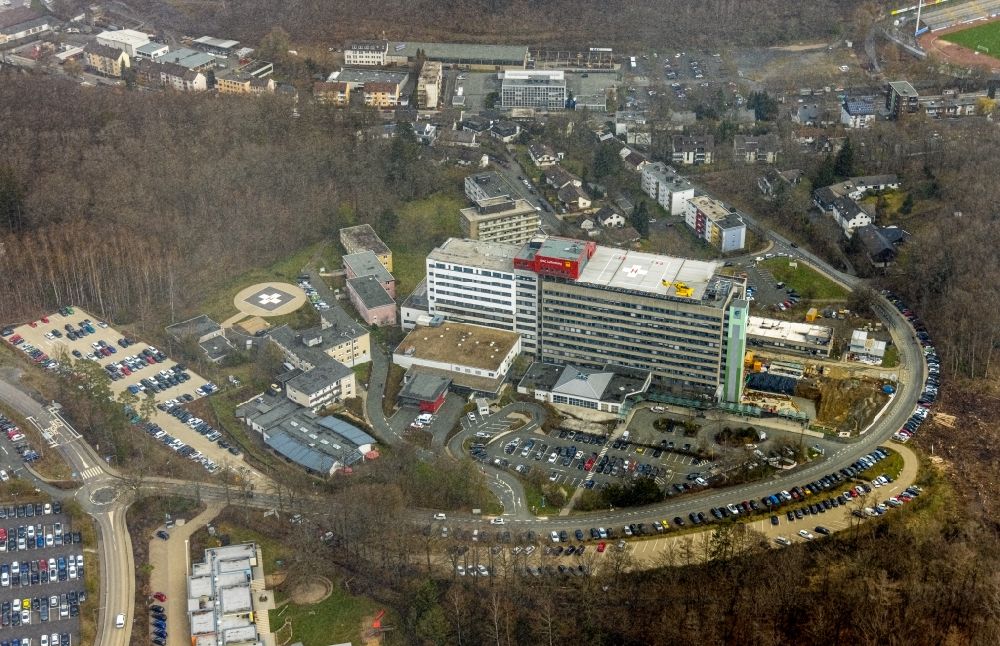 Siegen von oben - Klinikgelände des Krankenhauses Diakonie Klinikum Jung-Stilling in Siegen im Bundesland Nordrhein-Westfalen, Deutschland