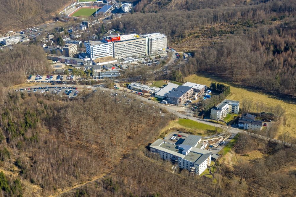 Luftaufnahme Siegen - Klinikgelände des Krankenhauses Diakonie Klinikum Jung-Stilling in Siegen im Bundesland Nordrhein-Westfalen, Deutschland