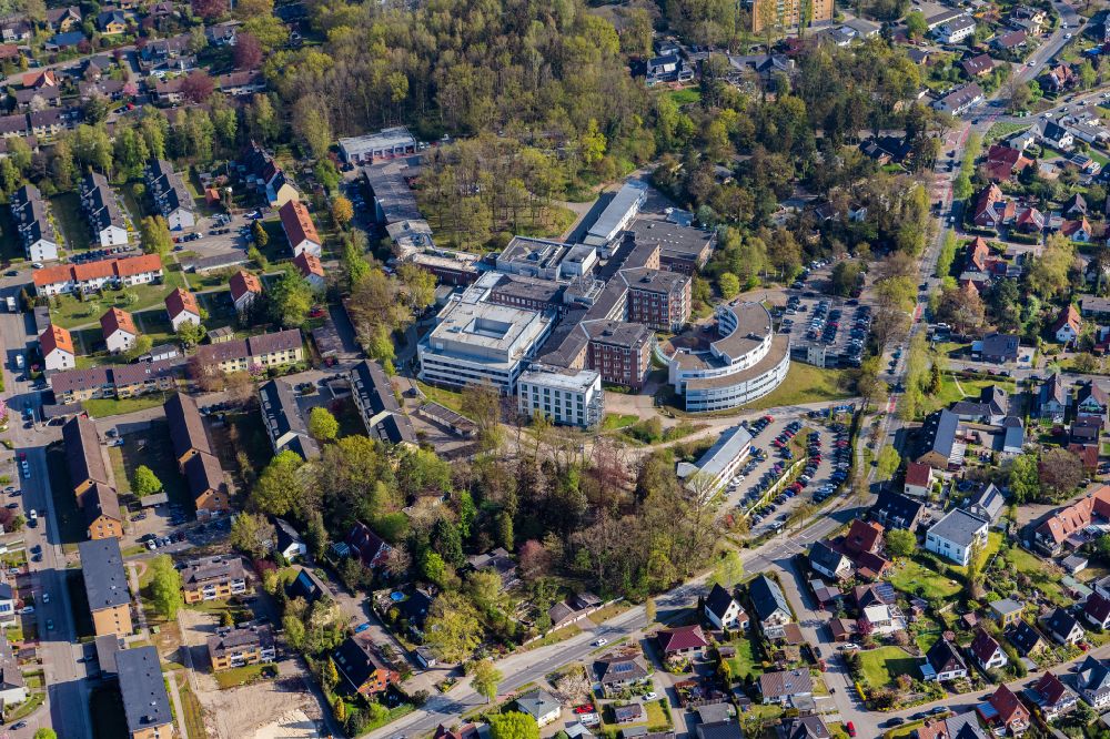 Luftaufnahme Buxtehude - Klinikgelände des Krankenhauses Elbe Klinkum in Buxtehude im Bundesland Niedersachsen, Deutschland