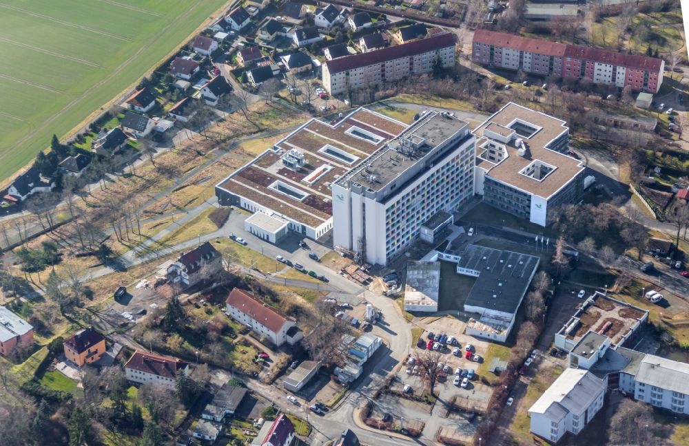 Luftbild Riesa - Klinikgelände des Krankenhauses Elblandklinikum in Riesa im Bundesland Sachsen, Deutschland