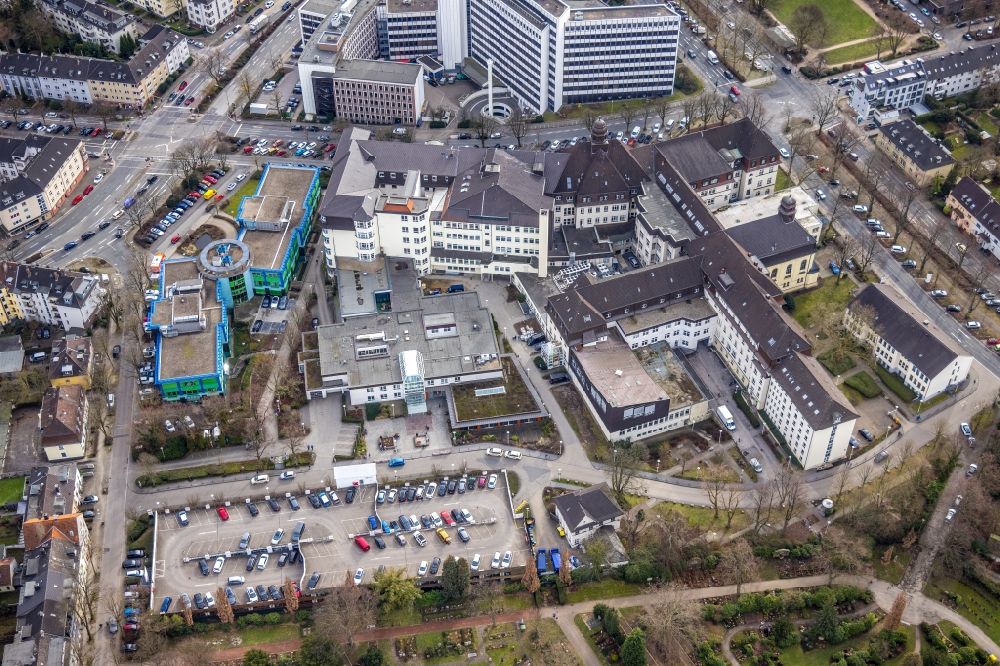 Essen aus der Vogelperspektive: Klinikgelände des Krankenhauses Elisabeth-Krankenhaus Essen in Essen im Bundesland Nordrhein-Westfalen, Deutschland