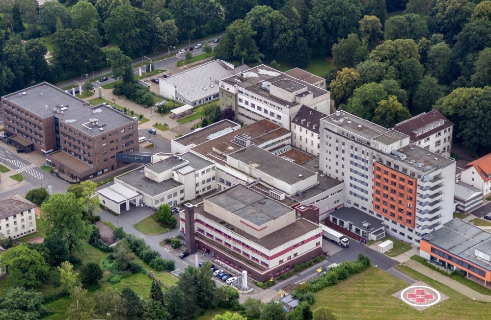 Lemgo aus der Vogelperspektive: Klinikgelände des Krankenhauses Klinikum Lippe Lemgo Rintelner Straße in Lemgo im Bundesland Nordrhein-Westfalen, Deutschland