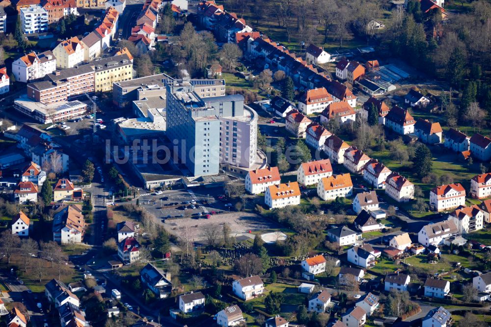 Eschwege von oben - Klinikgelände des Krankenhauses Klinikum Werra-Meißner in Eschwege im Bundesland Hessen, Deutschland