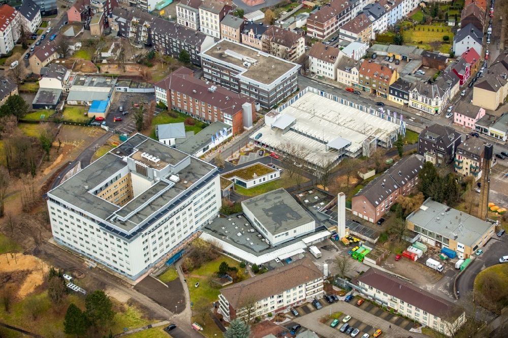 Herne von oben - Klinikgelände des Krankenhauses Ev. Krankenhaus in Herne im Bundesland Nordrhein-Westfalen, Deutschland