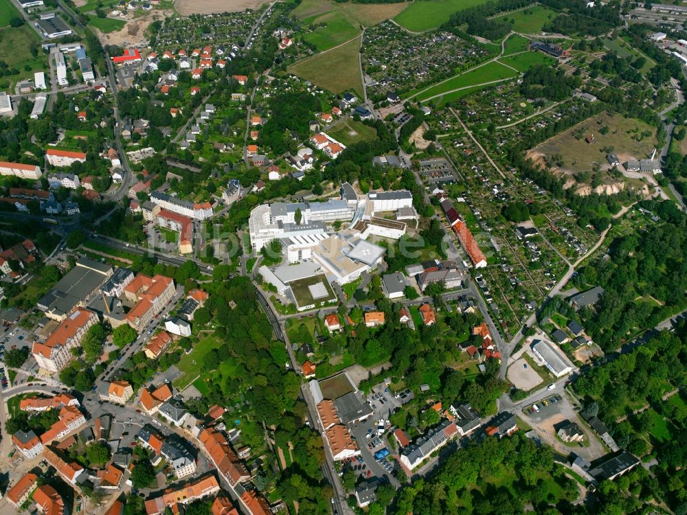 Freiberg aus der Vogelperspektive: Klinikgelände des Krankenhauses Kreiskrankenhaus Freiberg gGmbH in Freiberg im Bundesland Sachsen, Deutschland