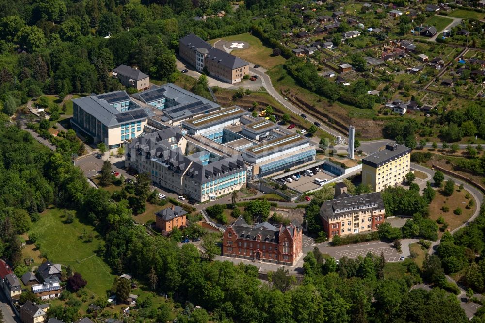 Luftbild Greiz - Klinikgelände des Krankenhauses Kreiskrankenhaus Greiz in Greiz im Bundesland Thüringen, Deutschland