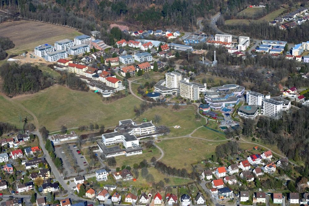 Bad Säckingen von oben - Klinikgelände des Krankenhauses und Kurgebiet in Bad Säckingen im Bundesland Baden-Württemberg