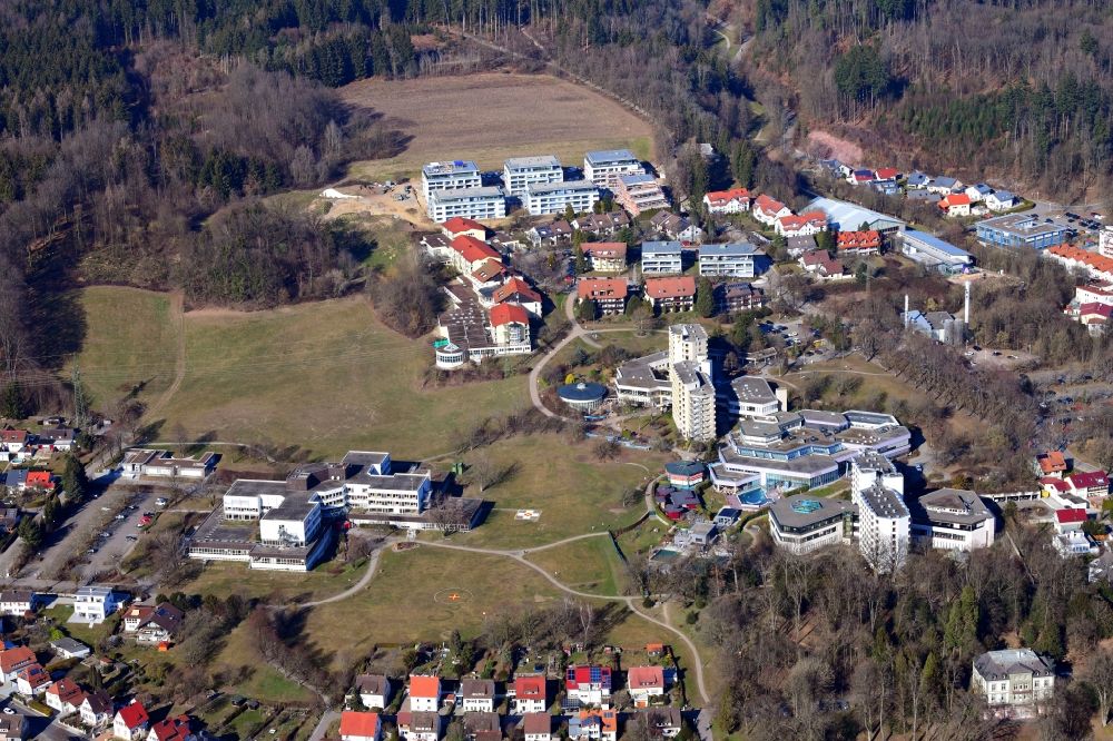 Bad Säckingen aus der Vogelperspektive: Klinikgelände des Krankenhauses und Kurgebiet in Bad Säckingen im Bundesland Baden-Württemberg