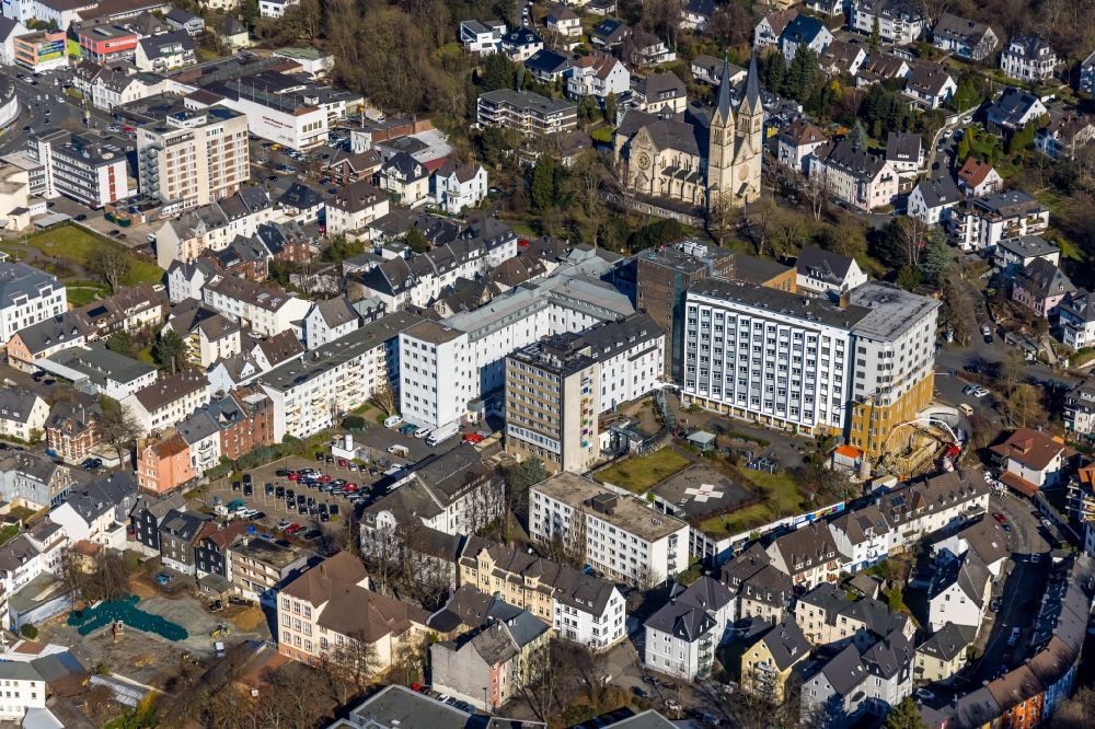 Luftbild Siegen - Klinikgelände des Krankenhauses St. Marien-Krankenhaus in Siegen im Bundesland Nordrhein-Westfalen, Deutschland