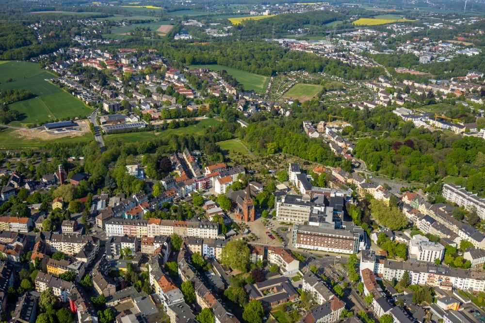 Luftbild Witten - Klinikgelände des Krankenhauses Marienhospital mit der Marienkirche in Witten im Bundesland Nordrhein-Westfalen