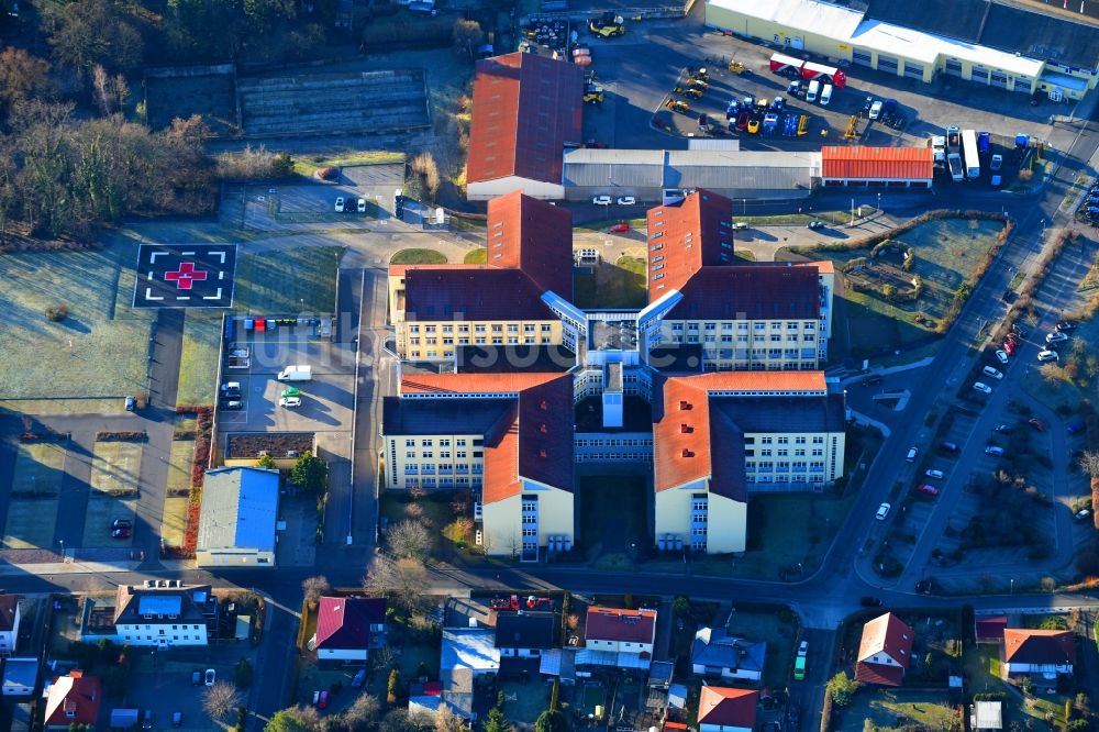 Grimma aus der Vogelperspektive: Klinikgelände des Krankenhauses Muldentalklinik in Grimma im Bundesland Sachsen, Deutschland