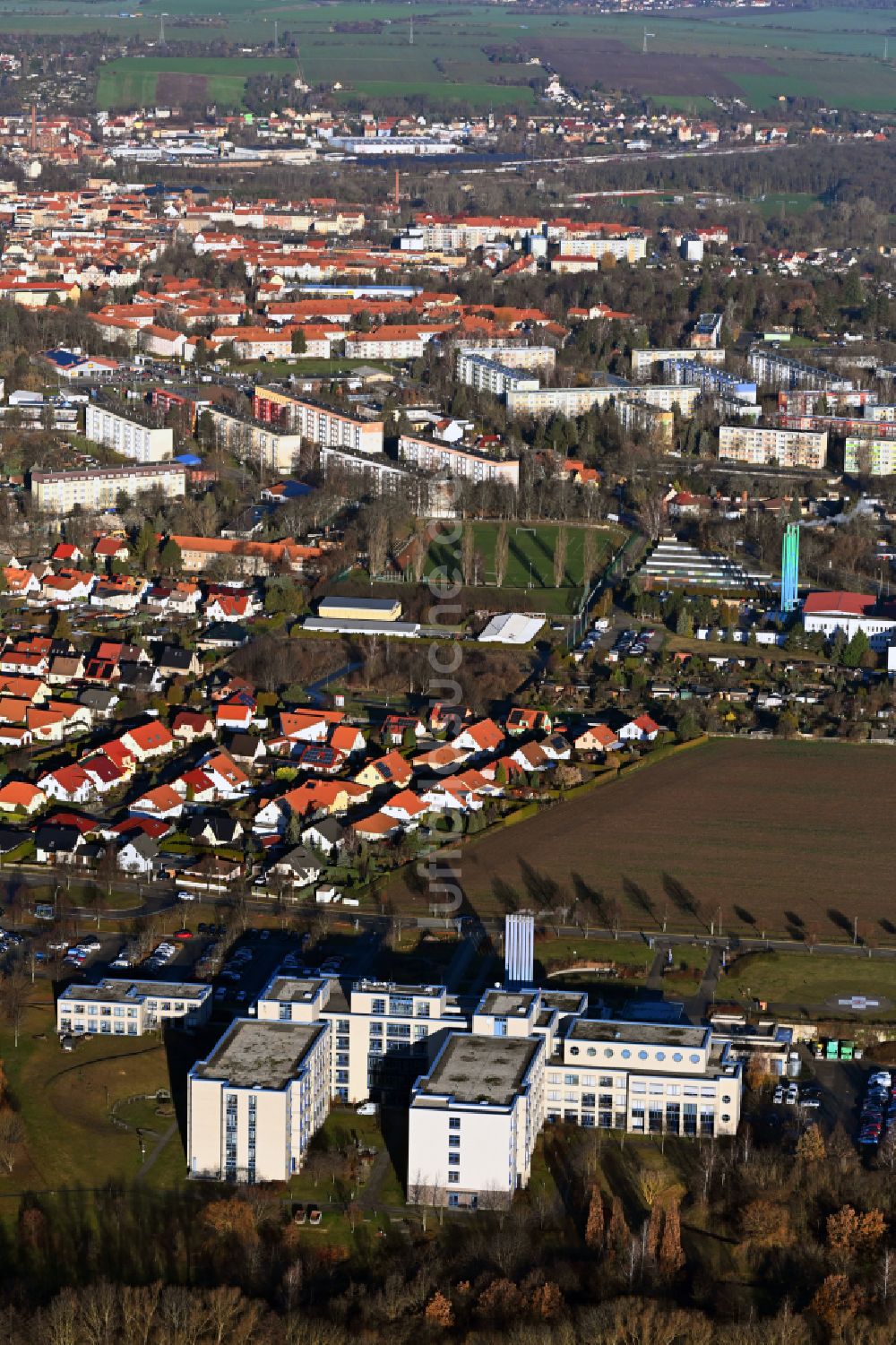 Luftbild Zeitz - Klinikgelände des Krankenhauses SRH Klinikum Zeitz in Zeitz im Bundesland Sachsen-Anhalt, Deutschland