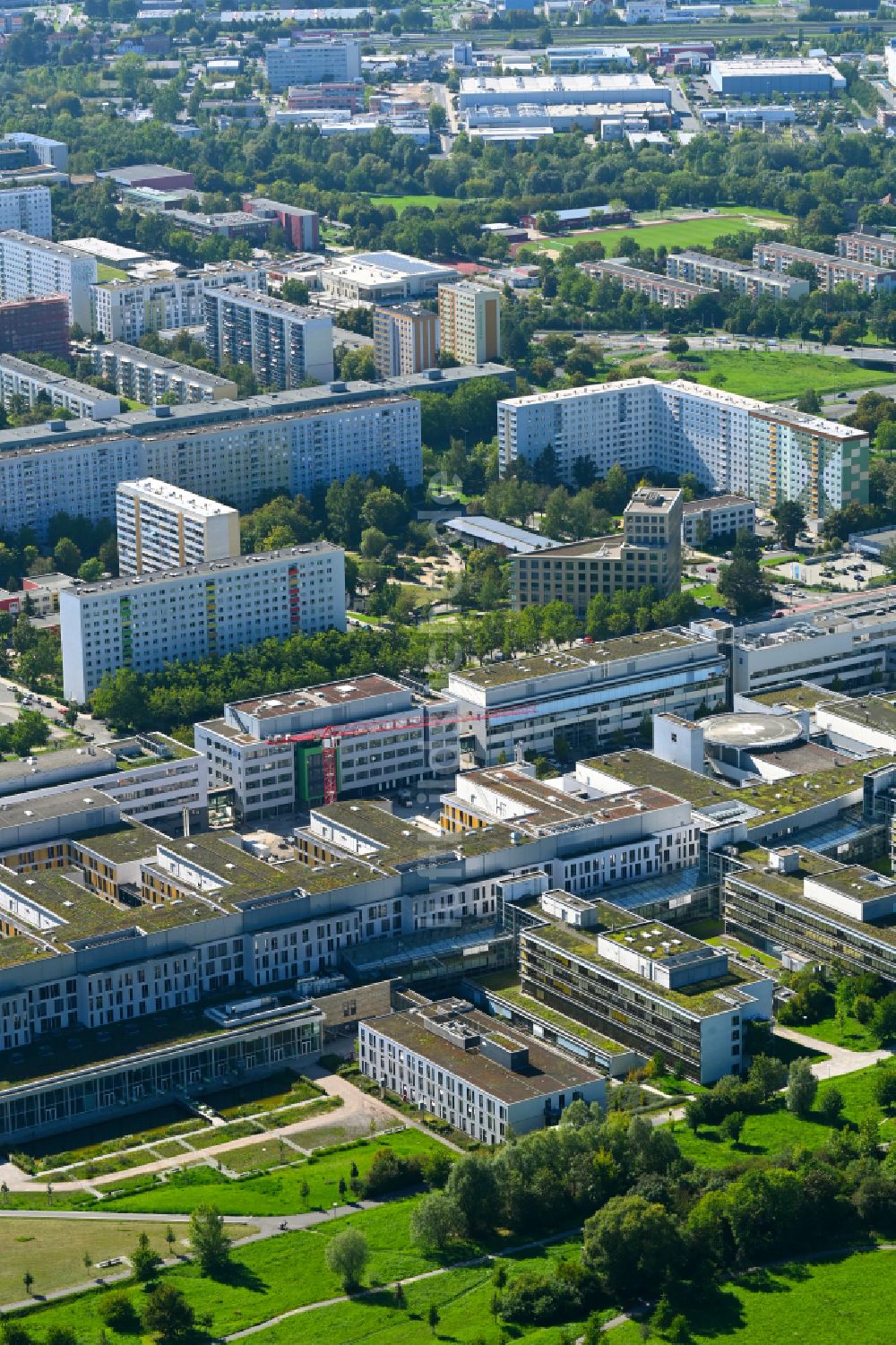Luftaufnahme Jena - Klinikgelände des Krankenhauses Universitätsklinikum in Jena im Bundesland Thüringen, Deutschland