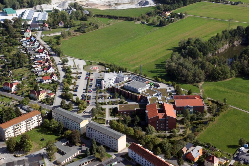 Kamenz von oben - Klinikgelände Malteser Krankenhaus St. Johannes in Kamenz im Bundesland Sachsen, Deutschland