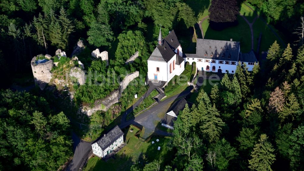 Luftbild Asbach - Kloster und Burg Ehrenstein in Asbach im Bundesland Rheinland-Pfalz, Deutschland