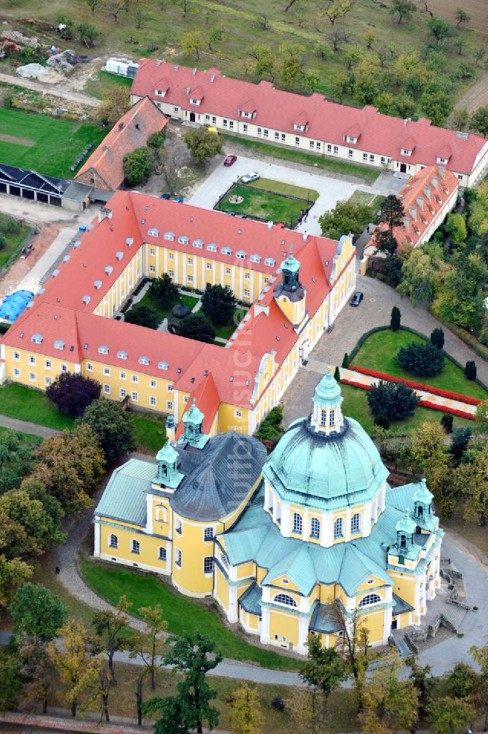 Gostyn aus der Vogelperspektive: Kloster Heiligberger Sanktuarium in Gostyn, Polen
