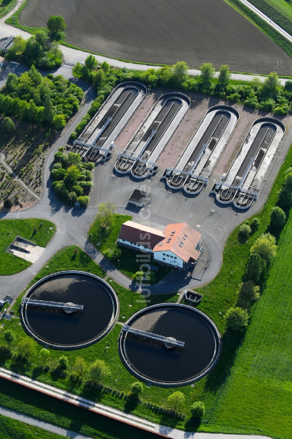 Luftaufnahme Riesa - Klärwerk des Zweckverband Abwasserbeseitigung in Riesa im Bundesland Sachsen, Deutschland
