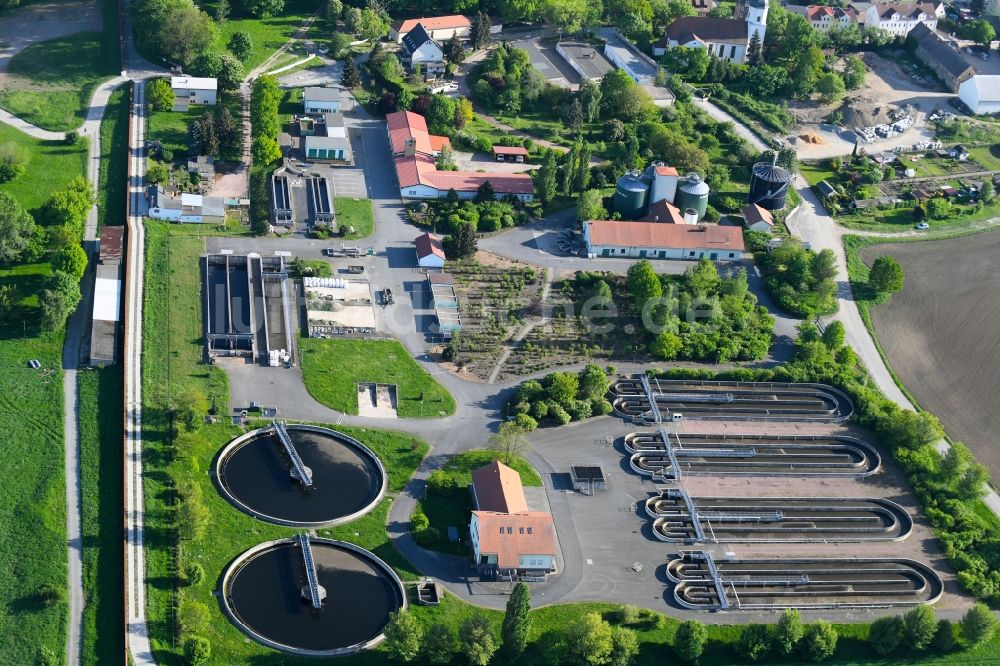 Riesa von oben - Klärwerk des Zweckverband Abwasserbeseitigung in Riesa im Bundesland Sachsen, Deutschland