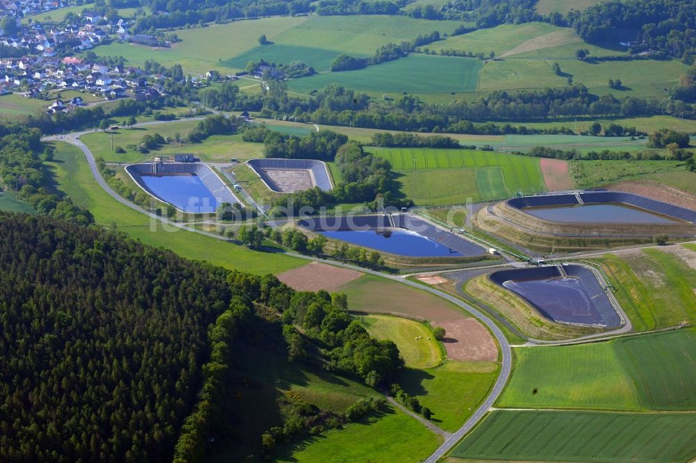 Luftaufnahme Heringen (Werra) - Klärwerks- Becken und Reinigungsstufen im Ortsteil Bengendorf in Heringen (Werra) im Bundesland Hessen, Deutschland