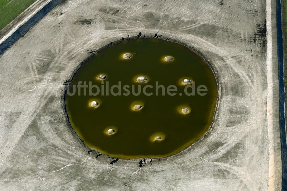 Luftbild Krummensee - Künstliches Soll Biotop in einem Feld am Waldrand in Krummensee im Bundesland Brandenburg, Deutschland