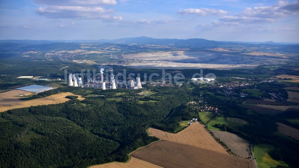 Luftaufnahme Bogatynia - Reichenau - Kohle- Kraftwerksanlagen des in Bogatynia - Reichenau in Woiwodschaft Niederschlesien, Polen