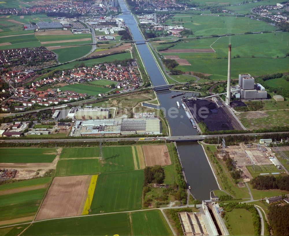Luftbild Erlangen - Kohle- Kraftwerksanlagen des Kraftwerk Franken II in Erlangen im Bundesland Bayern, Deutschland