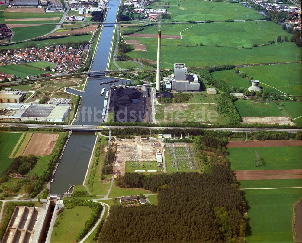 Luftaufnahme Erlangen - Kohle- Kraftwerksanlagen des Kraftwerk Franken II in Erlangen im Bundesland Bayern, Deutschland