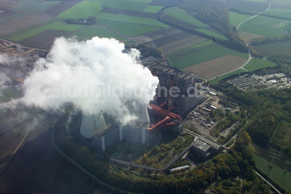 Bergheim von oben - Kohle- Kraftwerksanlagen des RWE Power AG Kraftwerk Niederaußem in Bergheim im Bundesland Nordrhein-Westfalen, Deutschland