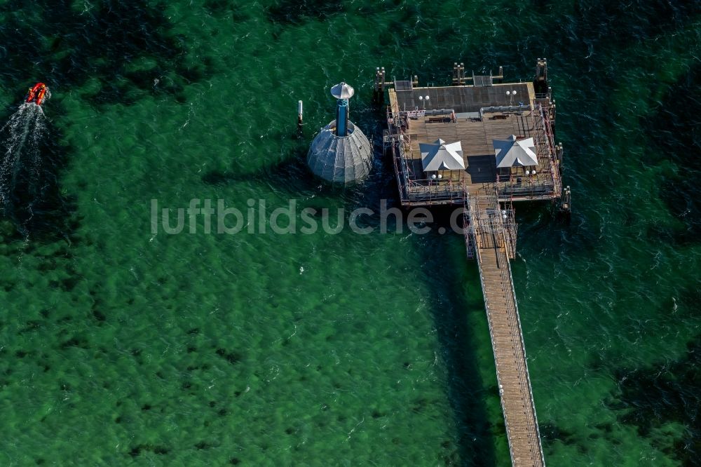 Luftaufnahme Grömitz - Konstruktion der Seebrücke über Grömitzer Seebrücke in Grömitz im Bundesland Schleswig-Holstein, Deutschland