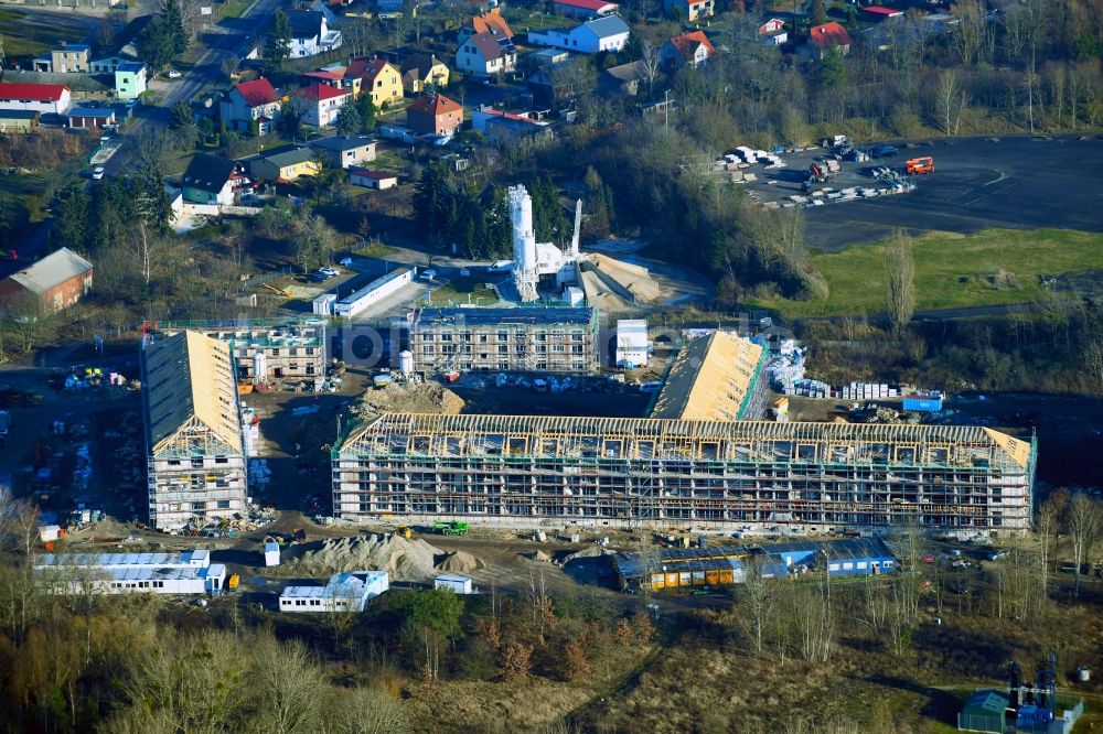 Luftbild Bernau - Konversions- Baustelle Gebäudekomplex am ehemaligen Militär- Heeresbekleidungsamt in Bernau im Bundesland Brandenburg, Deutschland