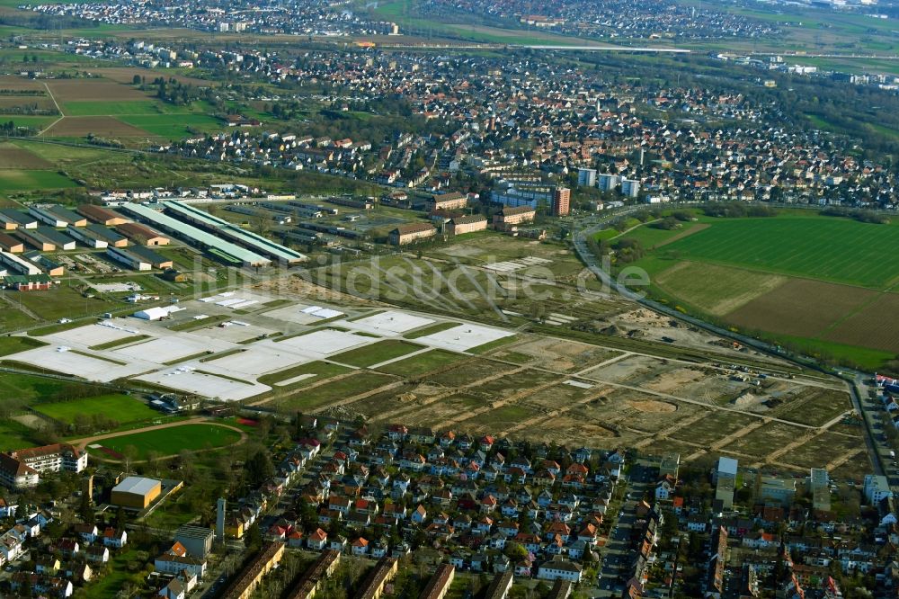 Luftaufnahme Mannheim - Konversions- Baustelle - Rückbau der ehemaligen Spinelli-Kaserne in Mannheim im Bundesland Baden-Württemberg, Deutschland