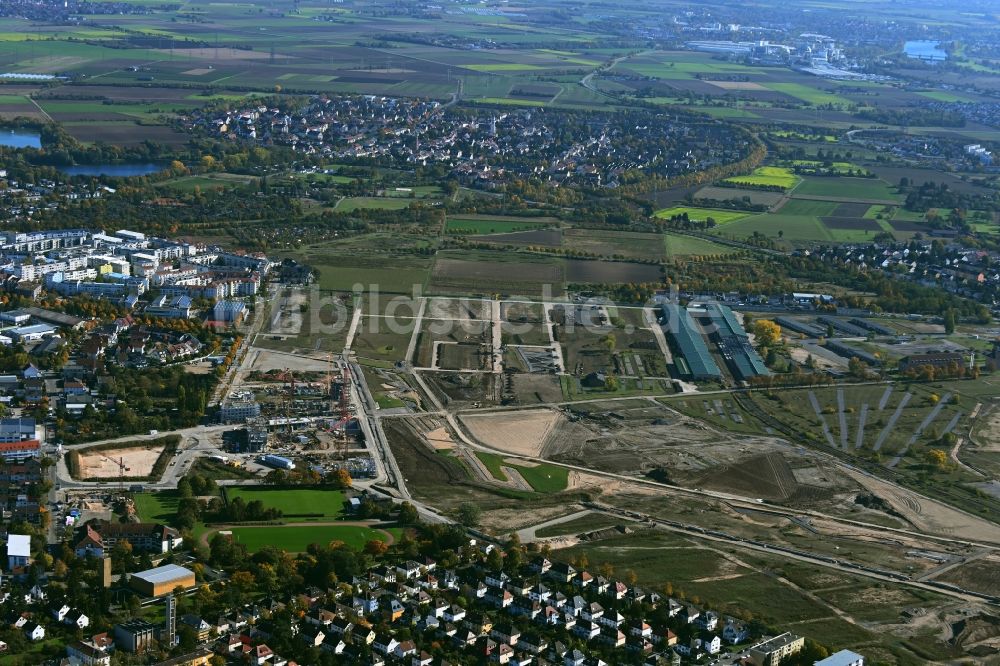 Mannheim von oben - Konversions- Baustelle - Rückbau der ehemaligen Spinelli-Kaserne in Mannheim im Bundesland Baden-Württemberg, Deutschland
