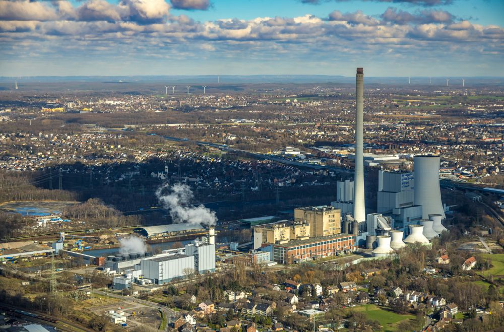 Herne von oben - Kraftwerksanlagen eines Gas- und Dampfkraftwerk der STEAG GmbH in Herne im Bundesland Nordrhein-Westfalen, Deutschland