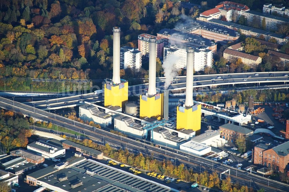 Berlin von oben - Kraftwerksanlagen des Heizkraftwerk Wilmersdorf in Berlin, Deutschland