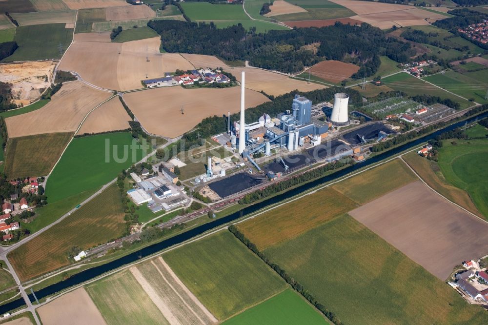 Zolling von oben - Kraftwerksanlagen des Heizkraftwerkes ENGIE Kraftwerk Zolling in Zolling im Bundesland Bayern, Deutschland